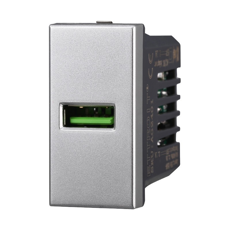 [%Ean%]-1_ETTAG2401-ETTROIT-ETTROIT PRESA USB (USB-A) - SERIE MOON - GRIGIO (AG2401) Compatibile ABB Axolute