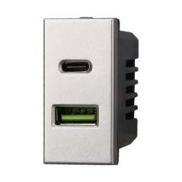 [%Ean%]-1_ETTAG3002-ETTROIT-ETTROIT PRESA USB 2 IN 1 (USB-A + USB-C) - SERIE MOON - GRIGIO (AG3002) Compatibile ABB Axolute