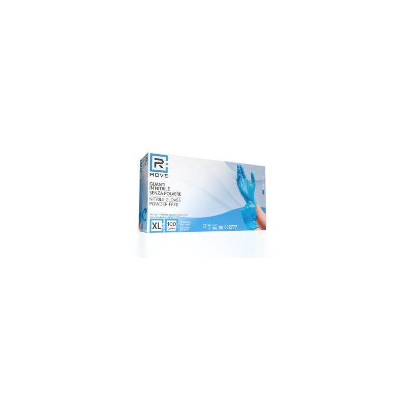 RMove 1Conf. da 100pz Tg.XL - Guanti Nitrile Blu uso Medico Senza Polvere