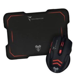 Techmade Kit Mouse USB + Tappetino Gaming Rosso