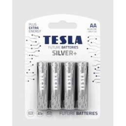 (1 Confezione) Tesla Batterie Silver+ 4pz Stilo LR6 AA Alcaline